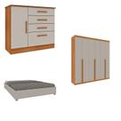 Quarto Casal Completo Guarda-roupa Milano, Cama Mônaco e Cômoda Chicago Espresso Móveis