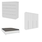 Quarto Casal Completo Guarda-roupa Milano, Cama Mônaco e Cômoda Premium Espresso Móveis