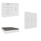 Quarto Casal Completo Guarda-roupa Munique Cama Mônaco e Cômoda Istambul Espresso Móveis