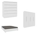 Quarto Casal Completo Guarda-roupa Munique Cama Mônaco e Cômoda Premium Espresso Móveis