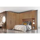 Quarto Casal Modulado Rizon 5 Peças (1 Armário Ponte + 1 Closet + 2 Guarda Roupas + 1 Complemento) QC202 Freijo Cumaru - Novo Horizonte