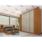 Quarto Casal Ripado Guarda-roupa 6 Portas com Cama e Cabeceira Quarto Casal Ripado Guarda-roupa 6 Portas com Cama e Cabeceira