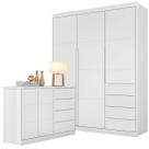 Quarto Com Guarda Roupa 3 Portas E 4 Gavetas + Cômoda Perola