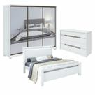 Quarto com Guarda-roupa Casal com 3 Espelhos 3 Portas, Cômoda Urban 8 Gavetas e Cama Casal Reali