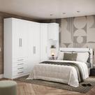 Quarto Com Roupeiro E Cabeceira Alpes Luciane Móveis Branco Pf-branco Pf