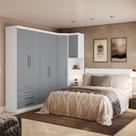 Quarto Com Roupeiro E Cabeceira Alpes Luciane Móveis Branco Pf-grey Sky Pf