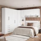 Quarto Com Roupeiro Maleiro E Cabeceira Alpes Luciane Móveis Branco Pf-branco Pf