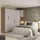 Quarto Com Roupeiro Maleiro E Cabeceira Paris Luciane Móveis Avelã Pf-cinammon Pf