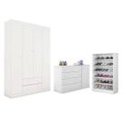 Quarto Cômoda Sapateira Flat Mel + Guarda Roupa Roupeiro MDF + Sapateira Bella