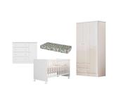 Quarto Completo Bebê Com Berço Colchão Roupeiro e Cômoda - Qmovi