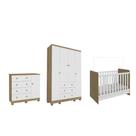 Quarto Completo Bebe Moveis Peroba Ben Junior 04 portas MDF Branco e amadeirado