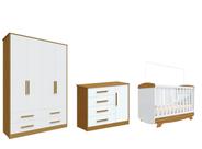 Quarto Completo Bebê Moveis Peroba Cris Charlo MDF 04 portas