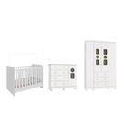 Quarto Completo Bebe Moveis Peroba Tedy MDF 4 portas Branco