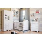 Quarto Completo Bebê Moveis Peroba Uli 100% MDF Berço Americano Branco