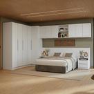 Quarto Completo Casal de Canto 580 cm com Mesa de Cabeceira Branco Neo Madesa