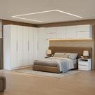 Quarto Completo Casal de Canto 610 cm com Mesa de Cabeceira Branco Neo Madesa