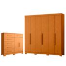 Quarto Completo Casal Guarda Roupa Vinci e Cômoda Xangai