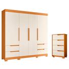 Quarto Completo Casal Guarda Roupa Vivacce e Cômoda Sole