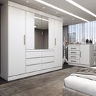 Quarto Completo Casal Honey 5 Portas 10 Gavetas com Espelho Branco - Panorama Móveis Quarto Completo Casal Honey 5 Portas 10 Gavetas com Espelho Branco - Panorama Móveis