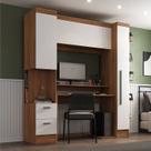 Quarto Completo com Escrivaninha Viena 3 Portas 2 Gavetas Espresso Móveis Marrom/Nogal/Branco Quarto Completo com Escrivaninha Viena 3 Portas 2 Gavetas Espresso Móveis Marrom/Nogal/Branco