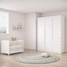 Quarto completo com Guarda Roupa 3 Portas e 4 Gavetas + Berço Mini Cama Pérola Branco - Phoenix Baby