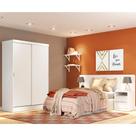 Quarto Completo com Guarda Roupa Luke e Cabeceira com 2 Mesas Laterais Madesa - Branco