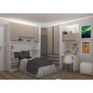 Quarto Completo de Canto Solteiro com 8 Módulos e Vidro Reflecta Prime Plus Luciane Móveis