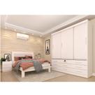Quarto Completo Guarda Roupa 3 Portas Cama Casal e Mesa de Cabeceira 3 Gavetas Chicago Neve Quarto Completo Guarda Roupa 3 Portas Cama Casal e Mesa de Cabeceira 3 Gavetas Chicago Neve