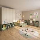 Quarto Completo Guardar-roupa Curió, Bicama, Escrivaninha e Estante Petit Casatema Madeiraoriginals