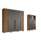 Quarto Completo Modu 2 Peças (1GuardaRoupa+1Cômoda) QC373 Jatobá/Grafite - Santos Andirá Quarto Completo Modu 2 Peças (1GuardaRoupa+1Cômoda) QC373 Jatobá/Grafite - Santos Andirá