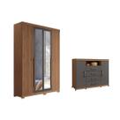 Quarto Completo Modu +Cômoda QC305 Jatobá/Grafite - Santos Andirá Quarto Completo Modu +Cômoda QC305 Jatobá/Grafite - Santos Andirá
