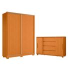 Quarto Completo Porta De Correr Guarda Roupa Frizatto e Cômoda Evidenza