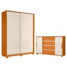 Quarto Completo Porta De Correr Guarda Roupa Frizatto e Cômoda Evidenza