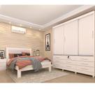 Quarto Completo Roupeiro 3 Portas, Cama Casal e Mesa de Cabeceira 3 Gavetas Chicago