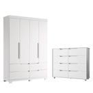 Quarto Completo Solteiro Guarda Roupa e Cômoda Doble