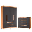 Quarto Completo Solteiro Guarda Roupa e Cômoda Doble
