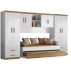 Quarto Conjugado guarda roupa 4Pts, aéreo e bicama Onix Peternella
