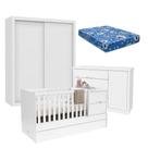 Quarto De Bebê 2 Portas Tutto New Com Berço Multifuncional Formare Branco Acetinado E Colchão - Matic