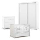 Quarto De Bebe 2 Portas Tutto New Com Capitonê New Boucle E Gaveteiro Branco Acetinado - Matic