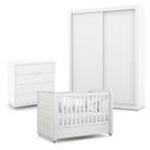 Quarto de Bebe 2 Portas Tutto New com Capitonê New Boucle e Gaveteiro Branco Acetinado - Matic