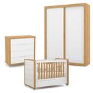 Quarto de Bebe 2 Portas Tutto New com Capitonê New Boucle e Gaveteiro Freijó Branco Acetinado - Matic