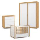 Quarto De Bebe 2 Portas Tutto New Com Capitonê New Boucle E Gaveteiro Freijó Branco Acetinado - Matic