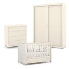 Quarto de Bebe 2 Portas Tutto New com Capitonê New Boucle e Gaveteiro Off White - Matic