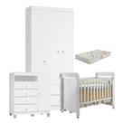Quarto de Bebê 3 Portas Ternura Baby com Berço Mirelle Branco Brilho com Colchão Gazin - Incorplac Quarto de Bebê 3 Portas Ternura Baby com Berço Mirelle Branco Brilho com Colchão Gazin - Incorplac