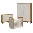 Quarto de Bebê 4 Portas com Cômoda com Porta Elfe Classic e Berço Americano Danny Areia Savana Acetinado Amadeirado - Reller Quarto de Bebê 4 Portas com Cômoda com Porta Elfe Classic e Berço Americano Danny Areia Savana Acetinado Amadeirado - Reller