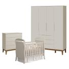 Quarto de Bebê 4 Portas com Cômoda Gaveteiro Elfe Classic e Berço Americano Danny Areia Acetinado Amadeirado - Reller Quarto de Bebê 4 Portas com Cômoda Gaveteiro Elfe Classic e Berço Americano Danny Areia Acetinado Amadeirado - Reller