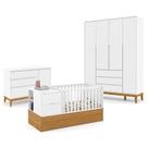 Quarto de Bebê 4 Portas Nature Clean com Berço Americano Multifuncional Formare Branco Freijó Eco Wood - Matic Quarto de Bebê 4 Portas Nature Clean com Berço Americano Multifuncional Formare Branco Freijó Eco Wood - Matic
