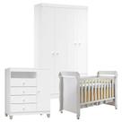 Quarto De Bebê 4 Portas Ternura Baby Com Berço Mirelle Branco Brilho - Incorplac Quarto De Bebê 4 Portas Ternura Baby Com Berço Mirelle Branco Brilho - Incorplac