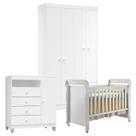 Quarto de Bebê 4 Portas Ternura Baby com Berço Mirelle Branco Brilho - Incorplac