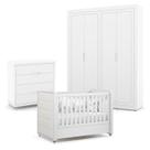 Quarto de Bebe 4 Portas Tutto New com Capitonê New Boucle e Gaveteiro Branco Acetinado - Matic